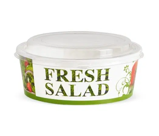 Boluri de unica folosinta Bol salată unică folosință, din carton imprimat, cu capac