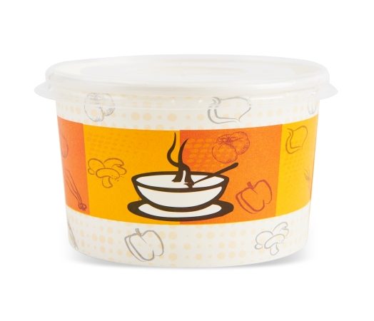 Boluri de unica folosinta Bol supă de unică folosință cu capac, din carton, imprimat