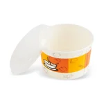 Bol supă din carton imprimat cu capac detașat, recipient takeaway 460 ml