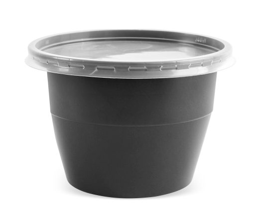 Boluri de unica folosinta Bol supă unică folosință, cu capac, negru, din plastic