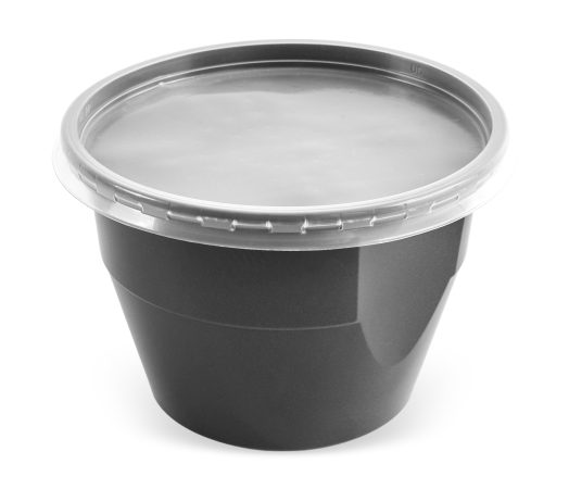 Boluri de unica folosinta Bol supă unică folosință, cu capac, negru, din plastic