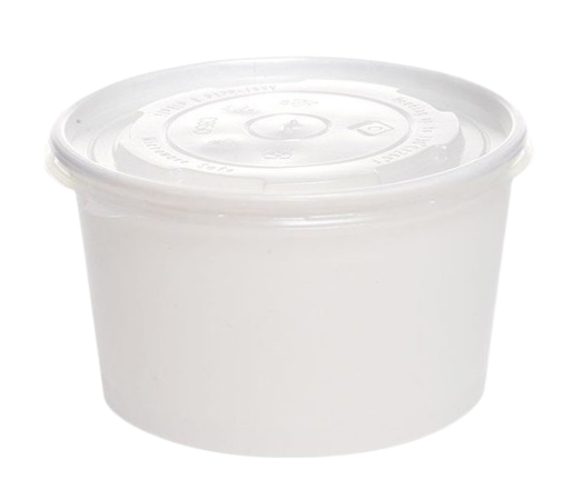 Boluri de unica folosinta Bol supă unică folosință cu capac, din carton, alb