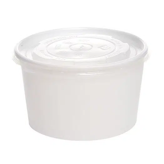Boluri de unica folosinta Bol supă unică folosință cu capac, din carton, alb
