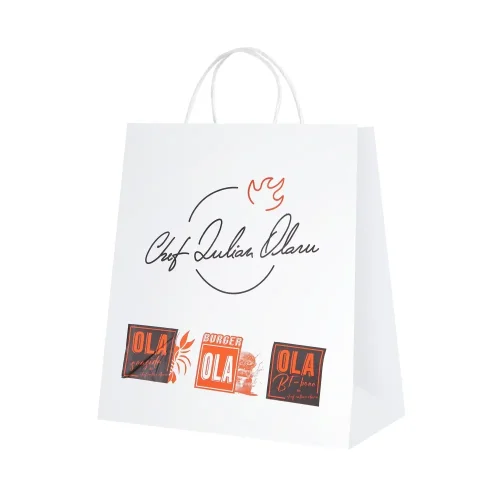 Pungă hârtie personalizată Chef Iulian Olaru cu brandurile OLA