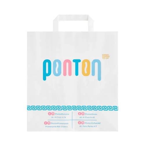 Pungă din hârtie albă personalizată Ponton Coffee