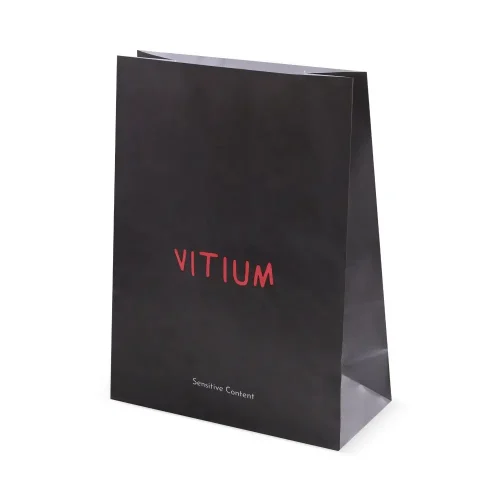 Pungă din hârtie neagră personalizată VITIUM, vedere laterală