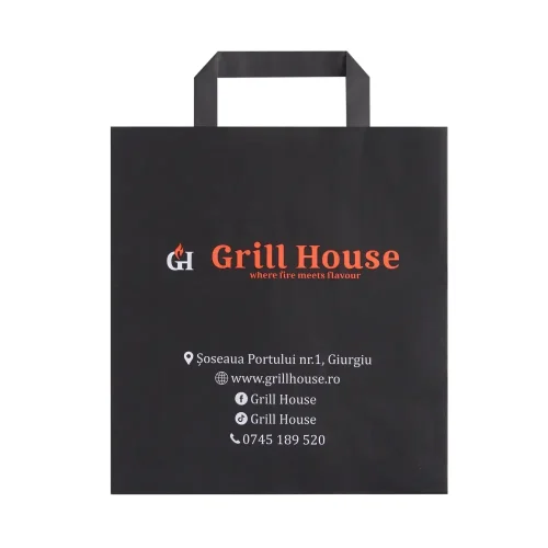Sacoșă din hârtie personalizată Grill House, vedere frontală