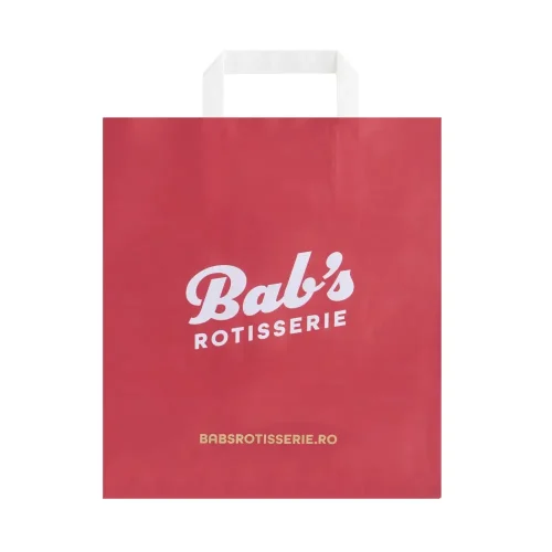 Sacoșă din hârtie personalizată Babs Rotisserie cu logo imprimat