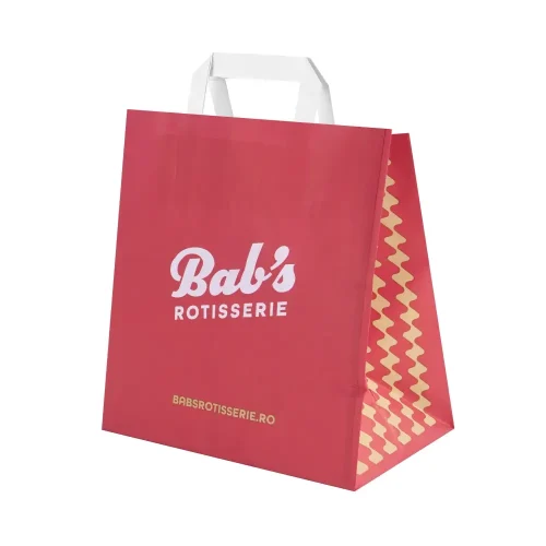 Sacoșă hârtie personalizată Babs Rotisserie vedere laterală