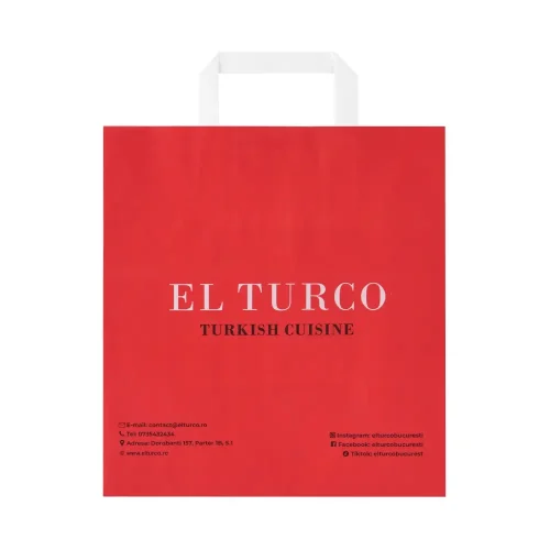 Sacoșă personalizată El Turco Turkish Cuisine din hârtie roșie
