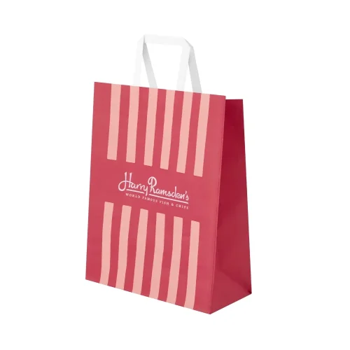 Sacoșă din hârtie personalizată Harry Ramsden’s pentru takeaway fish and chips