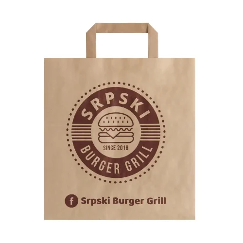 Sacoșă din hârtie kraft personalizată Sprski Burger Grill pentru takeaway