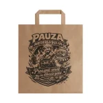 Sacoșă kraft personalizată Pauza Meseriașului pentru burgeri și preparate takeaway