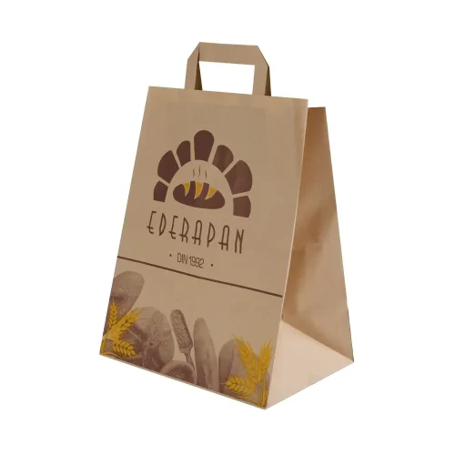 Sacoșă takeaway kraft personalizată Edera Pan pentru produse de panificație