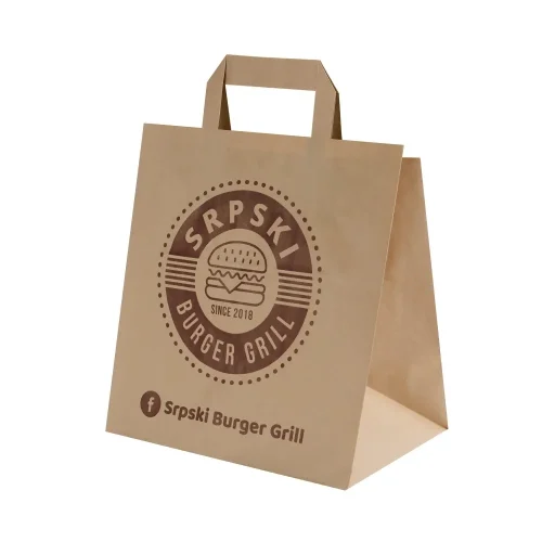 Sacoșă takeaway din hârtie kraft personalizată Sprski Burger Grill