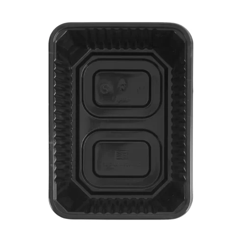 Caserolă Eurobox neagră din PP pentru meniuri și delivery