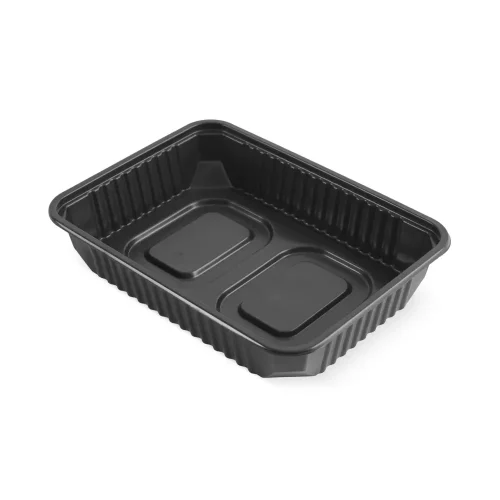 Caserolă Eurobox neagră de 500 cc pentru porții mici și takeaway
