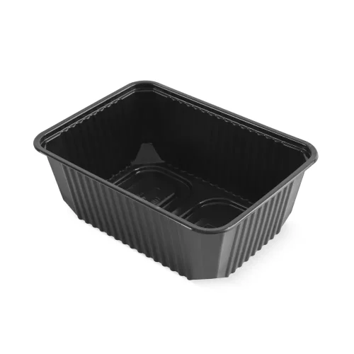 Caserolă Eurobox neagră de 1000 cc din PP, cu un compartiment, vedere de sus