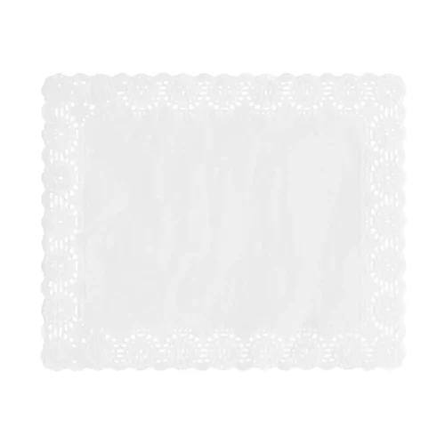 Dantele pătrate din hârtie albă – set 100 bucăți pentru servire prăjituri și gustări