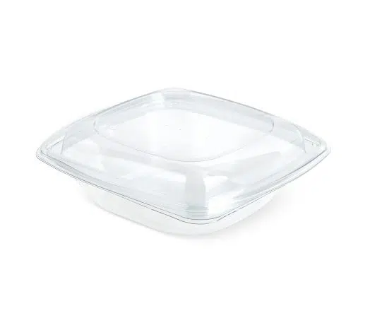 Boluri de unica folosinta Bol salată de unică folosință, transparent, pătrat, din plastic, cu capac