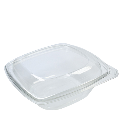 Boluri de unica folosinta Bol salată de unică folosință, transparent, pătrat, din plastic + capac