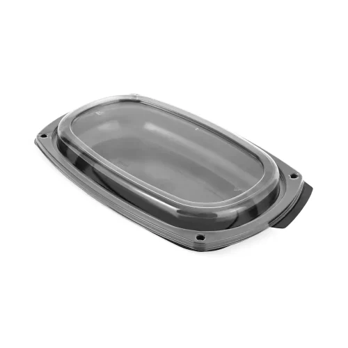 Capac transparent pentru platou de unică folosință – vedere oblică