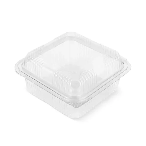 Caserolă plastic pătrată 600 gr cu capac înalt – vedere oblică