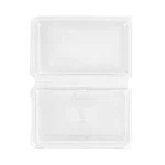 Caserolă plastic transparentă pentru baclava – complet deschisă, vedere de sus