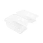 Caserolă plastic transparentă cu capac înalt – prezentată deschisă