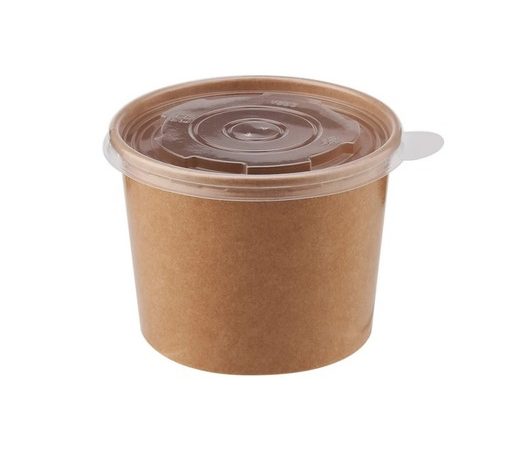 Boluri de unica folosinta Bol supă de unică folosință cu capac, din carton, kraft natur