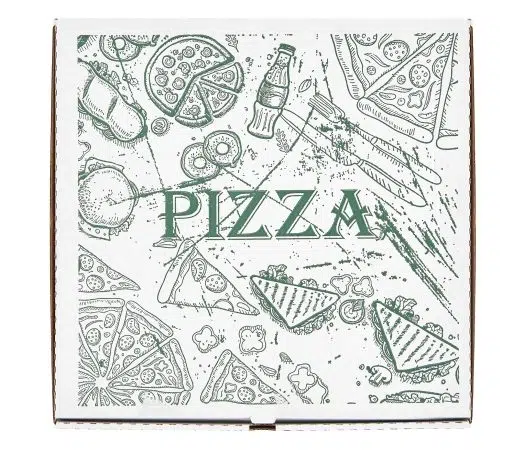 Biodegradabile Cutii pizza imprimate,32 cm, albe