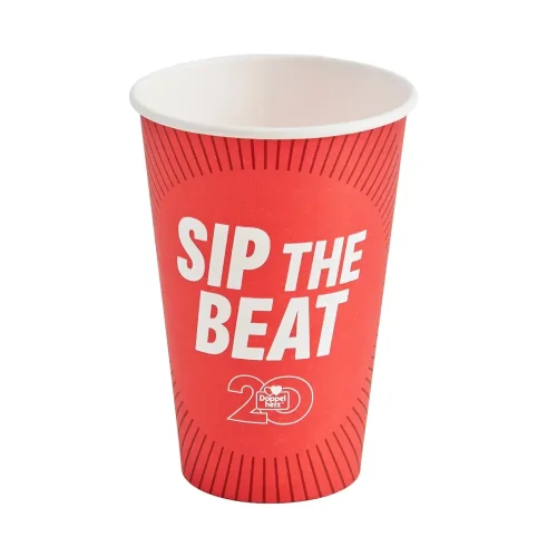 Pahar din carton personalizat Sip the Beat Doppelherz pentru băuturi calde