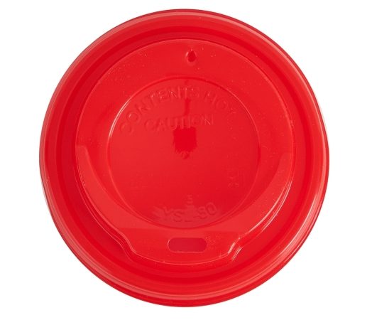 Accesorii pahare Capace de unică folosintă, roșii, din plastic, pentru pahare din carton