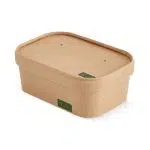 Biodegradabile Caserolă natur cu capac, din carton, rectangulară