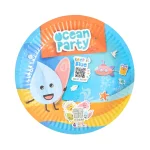 farfurie carton Ocean Party pentru copii, tematică marină, 18 cm