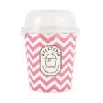 cupe înghețată carton roz 12 oz cu capac bombat FSC