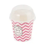cupa înghețată roz 12 oz cu capac plastic transparent