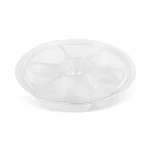 Caserolă rotundă transparentă cu 7 compartimente și capac, vedere de sus