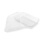 Caserolă dreptunghiulară transparentă din plastic cu capac plat separat pentru takeaway
