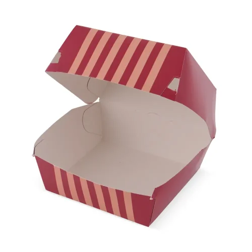 Cutie burger personalizată Harry Ramsden’s deschisă din carton alimentar
