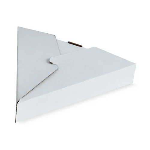 cutie pizza triunghiulară carton alb 25x25 cm închisă