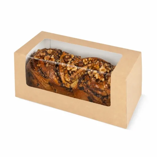 Cutie natur din carton cu fereastră transparentă pentru cozonac