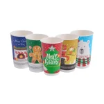 pahare carton Crăciun perete dublu set complet