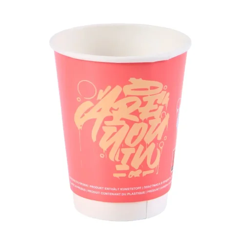 Pahar carton Street Art perete dublu roz pentru cafea to go