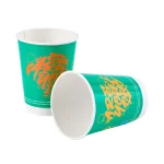 Set pahare carton Street Art perete dublu verzi pentru cafea to go