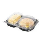 Caserolă burger și cartofi pentru delivery cu capac transparent înalt