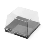 Caserolă desert pătrată cu capac transparent înalt