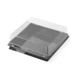 Caserolă desert pătrată cu capac transparent mediu