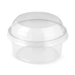 Cupă desert PET transparentă 255 ml cu capac bombat