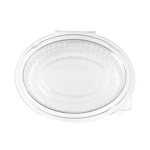Sosieră ovală transparentă cu capac vedere de sus